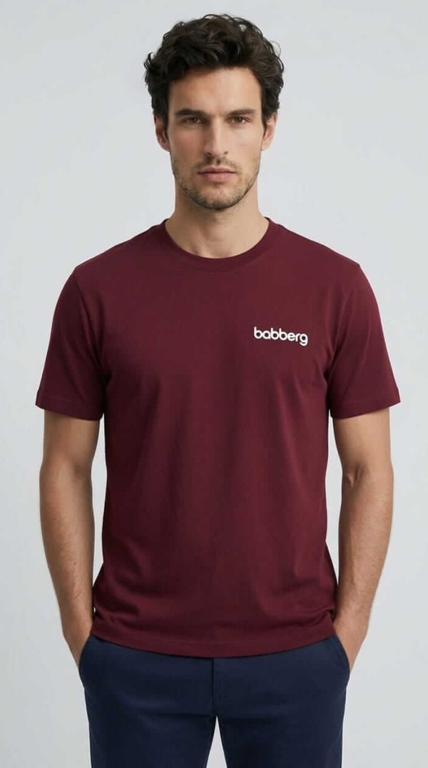 Babberg Erkek Bordo Bisiklet Yaka Kısa Kollu Tişört