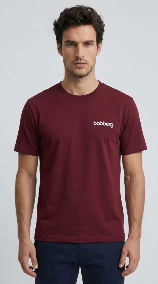 Babberg Erkek Bordo Bisiklet Yaka Kısa Kollu Tişört