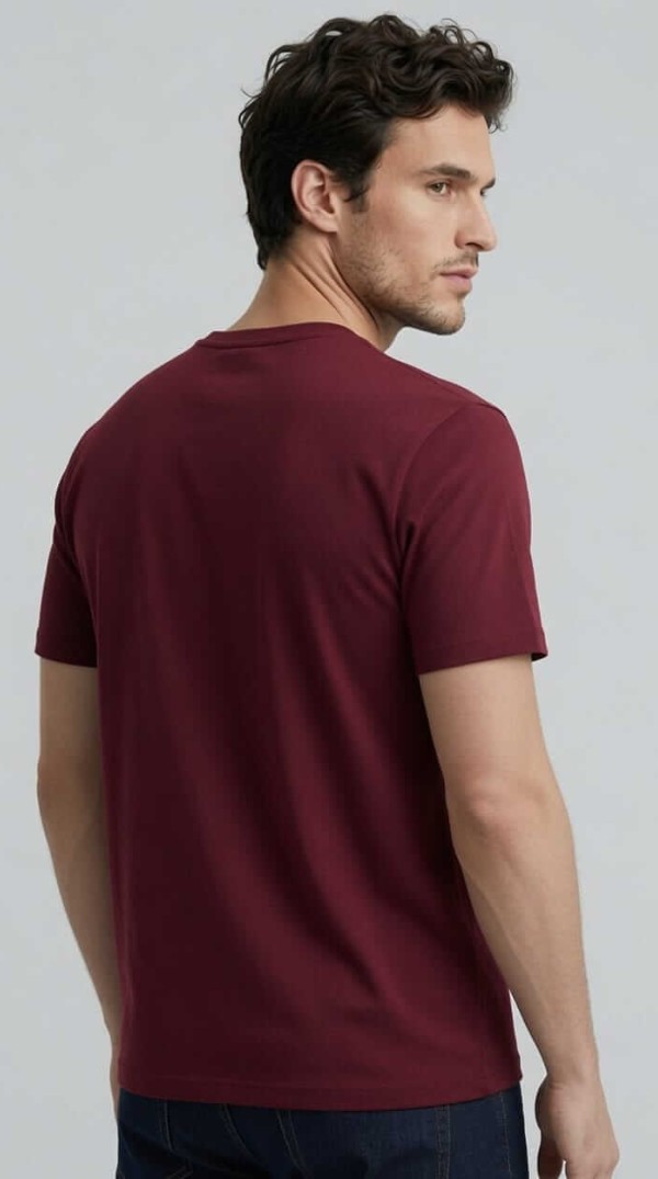 Babberg Erkek Bordo Basic Bisiklet Yaka Kısa Kollu Tişört