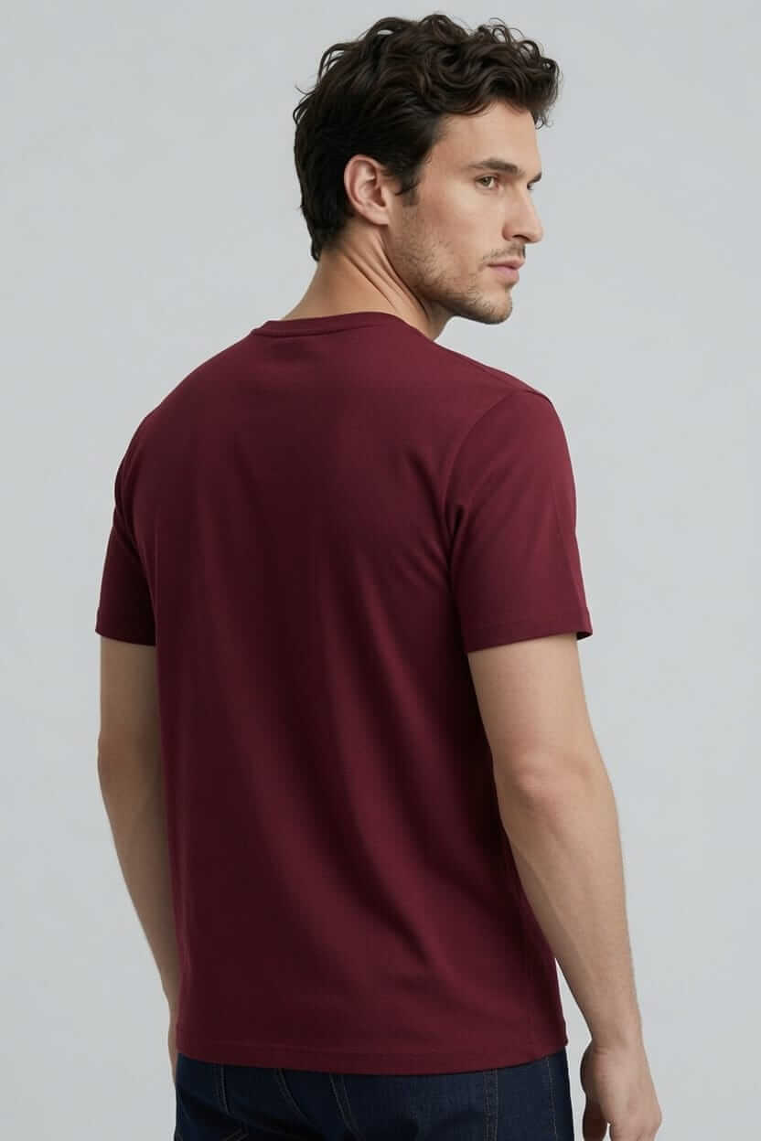Babberg Erkek Bordo Basic Bisiklet Yaka Kısa Kollu Tişört