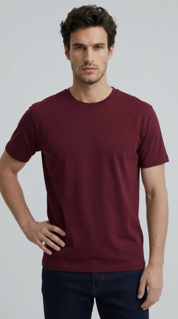 Babberg Erkek Bordo Basic Bisiklet Yaka Kısa Kollu Tişört