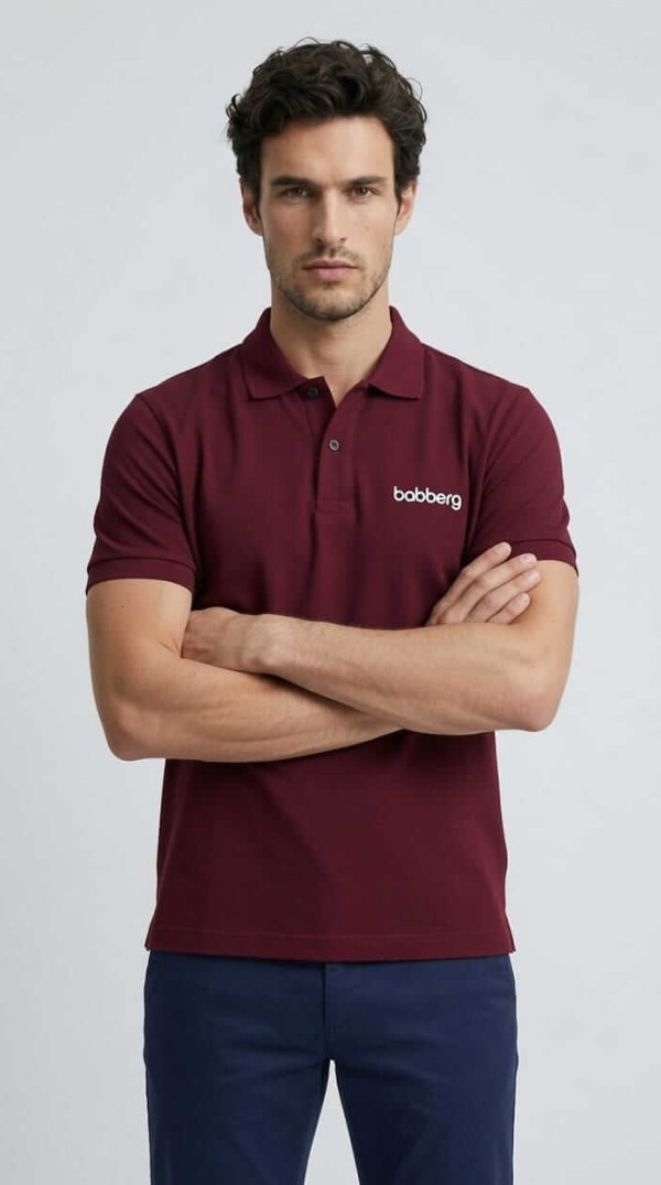 Babberg Erkek Bordo Polo Yaka Kısa Kollu Tişört