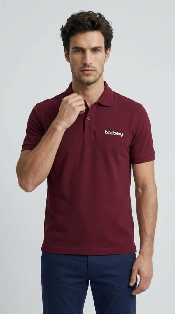 Babberg Erkek Bordo Polo Yaka Kısa Kollu Tişört