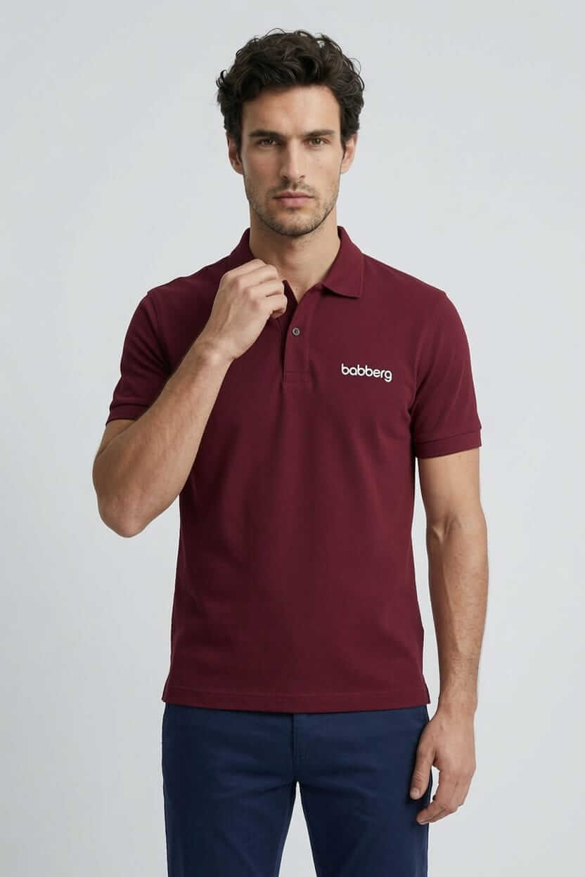 Babberg Erkek Bordo Polo Yaka Kısa Kollu Tişört