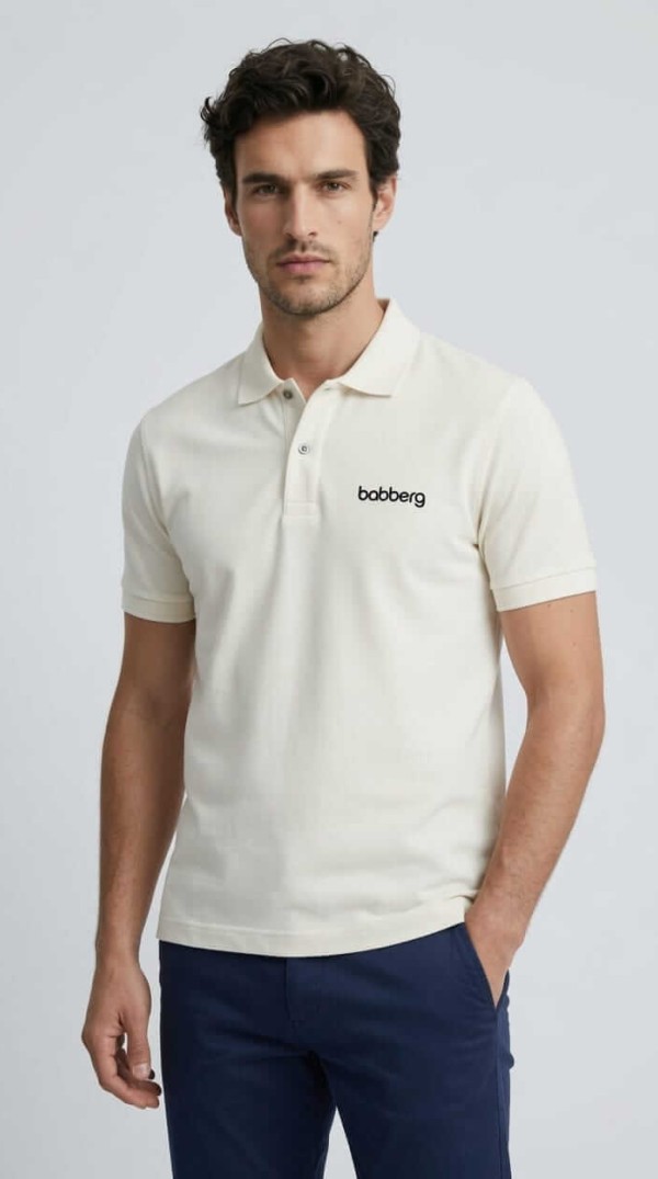 Babberg Erkek Ekru Polo Yaka Kısa Kollu Tişört