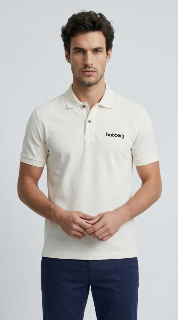 Babberg Erkek Ekru Polo Yaka Kısa Kollu Tişört