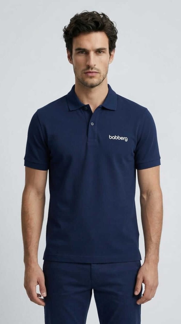 Babberg Erkek Lacivert Polo Yaka Kısa Kollu Tişört