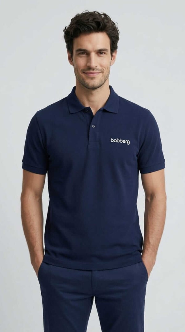 Babberg Erkek Lacivert Polo Yaka Kısa Kollu Tişört