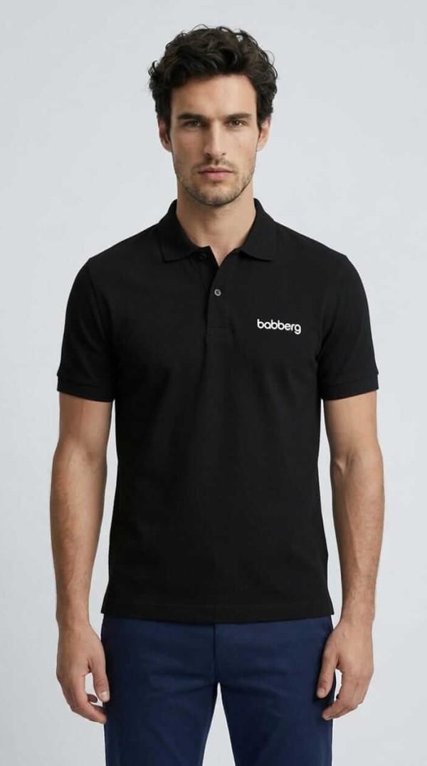 Babberg Erkek Siyah Polo Yaka Kısa Kollu Tişört