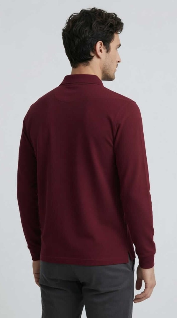 Babberg Erkek Bordo Basic Uzun Kollu Polo Yaka Tişört