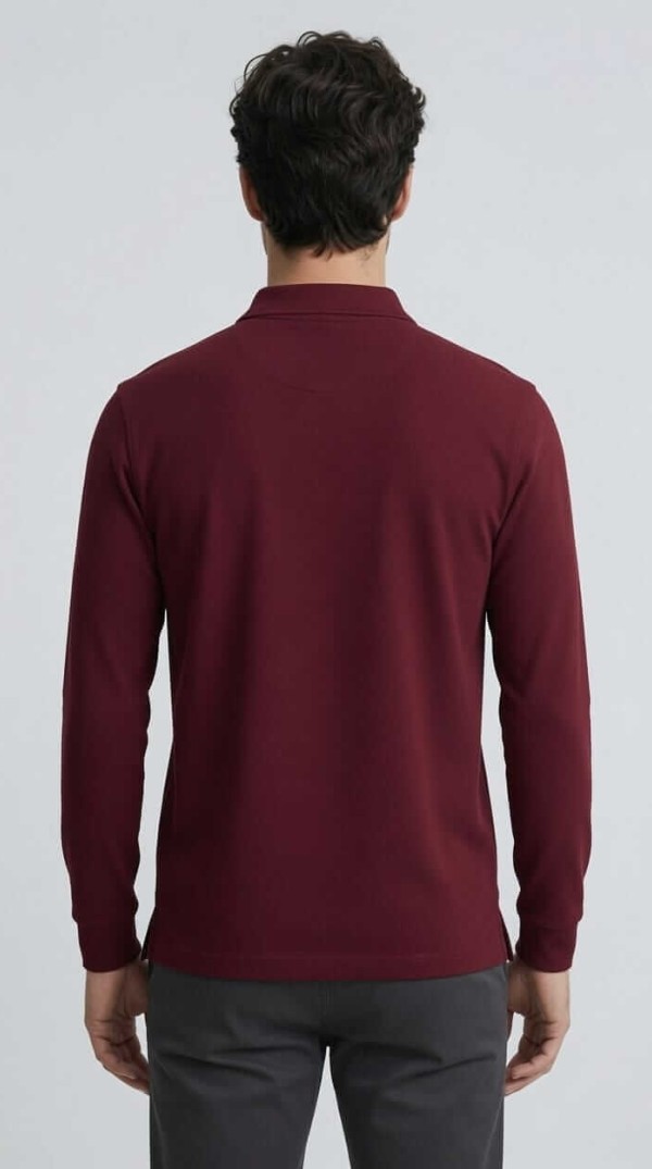 Babberg Erkek Bordo Basic Uzun Kollu Polo Yaka Tişört