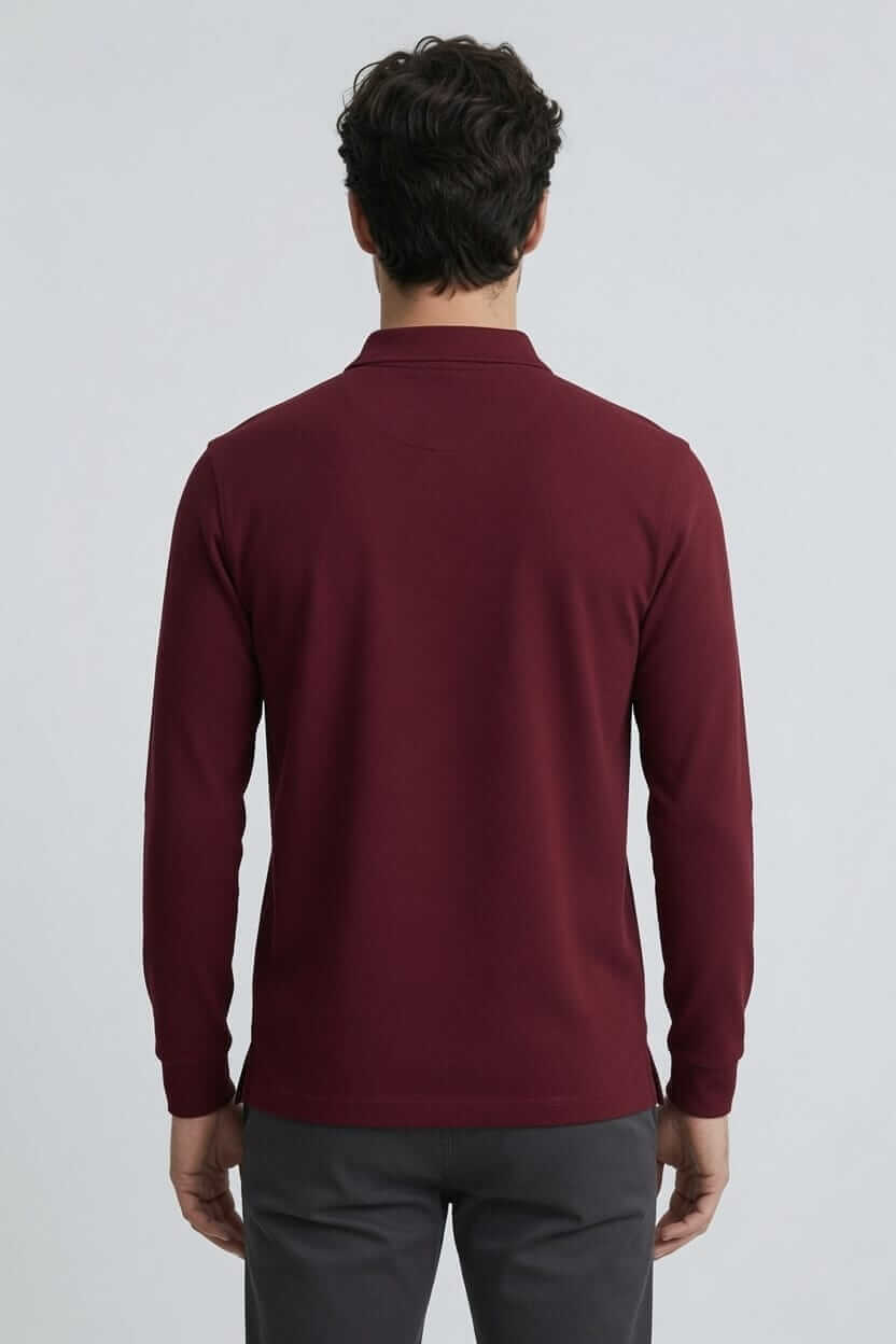 Babberg Erkek Bordo Basic Uzun Kollu Polo Yaka Tişört