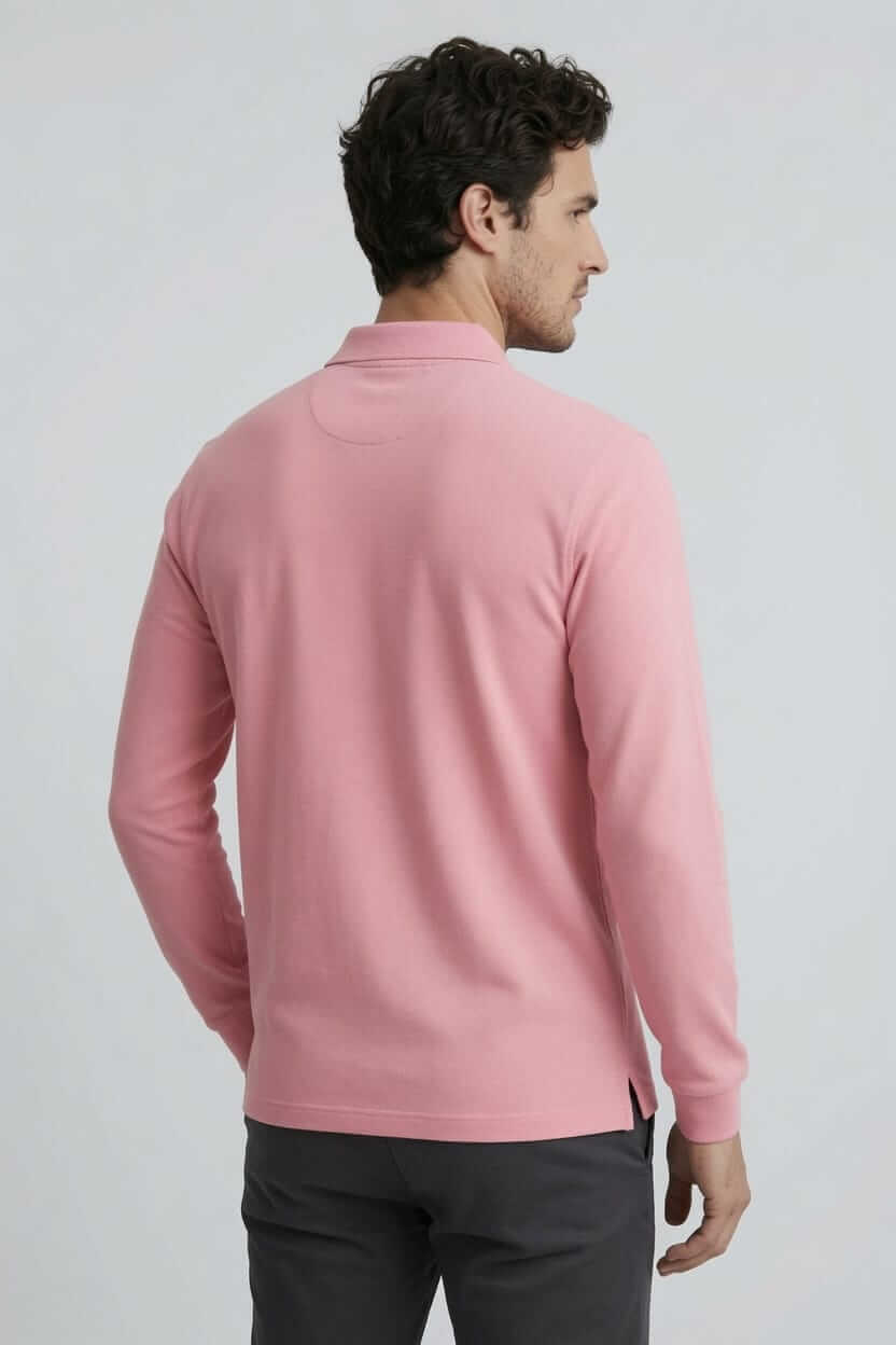Babberg Erkek Pembe Basic Uzun Kollu Polo Yaka Tişört