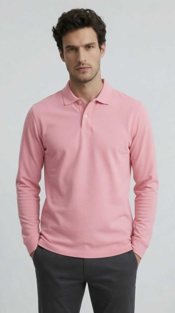 Babberg Erkek Pembe Basic Uzun Kollu Polo Yaka Tişört
