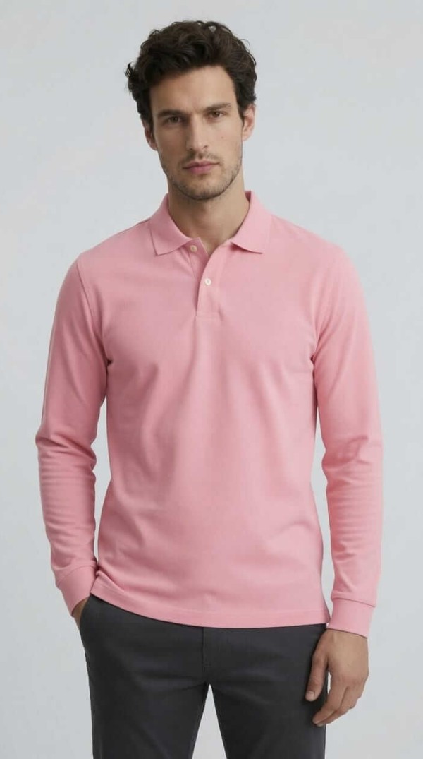 Babberg Erkek Pembe Basic Uzun Kollu Polo Yaka Tişört