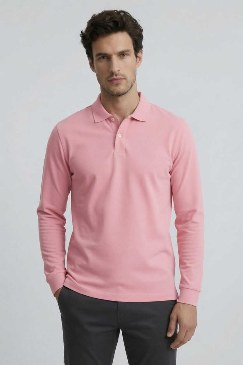 Babberg Erkek Pembe Basic Uzun Kollu Polo Yaka Tişört