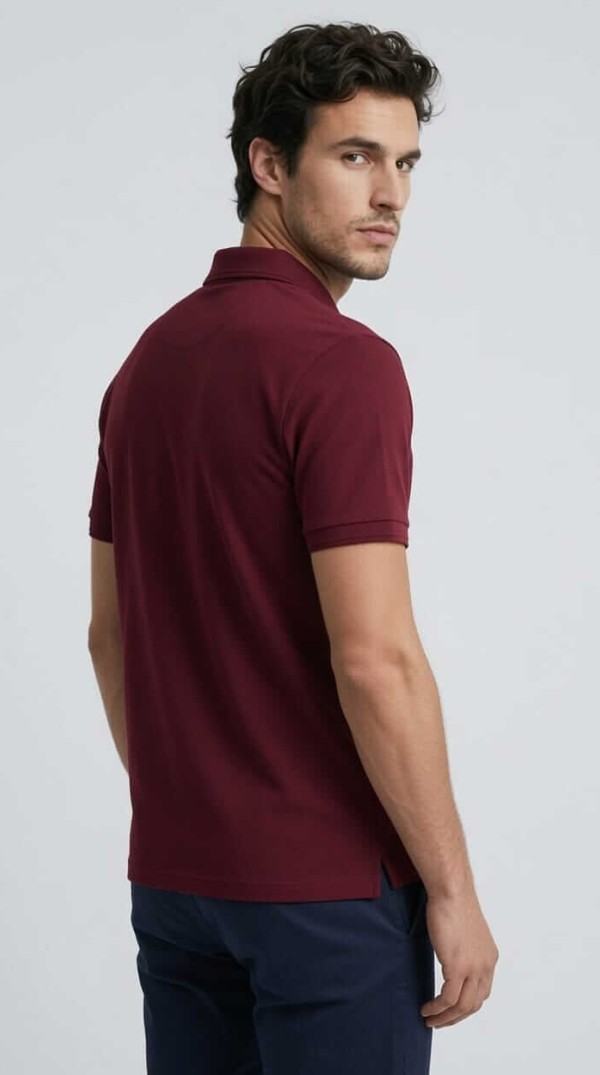 Babberg Erkek Bordo Fermuarlı Basic Polo Yaka Kısa Kollu Tişört