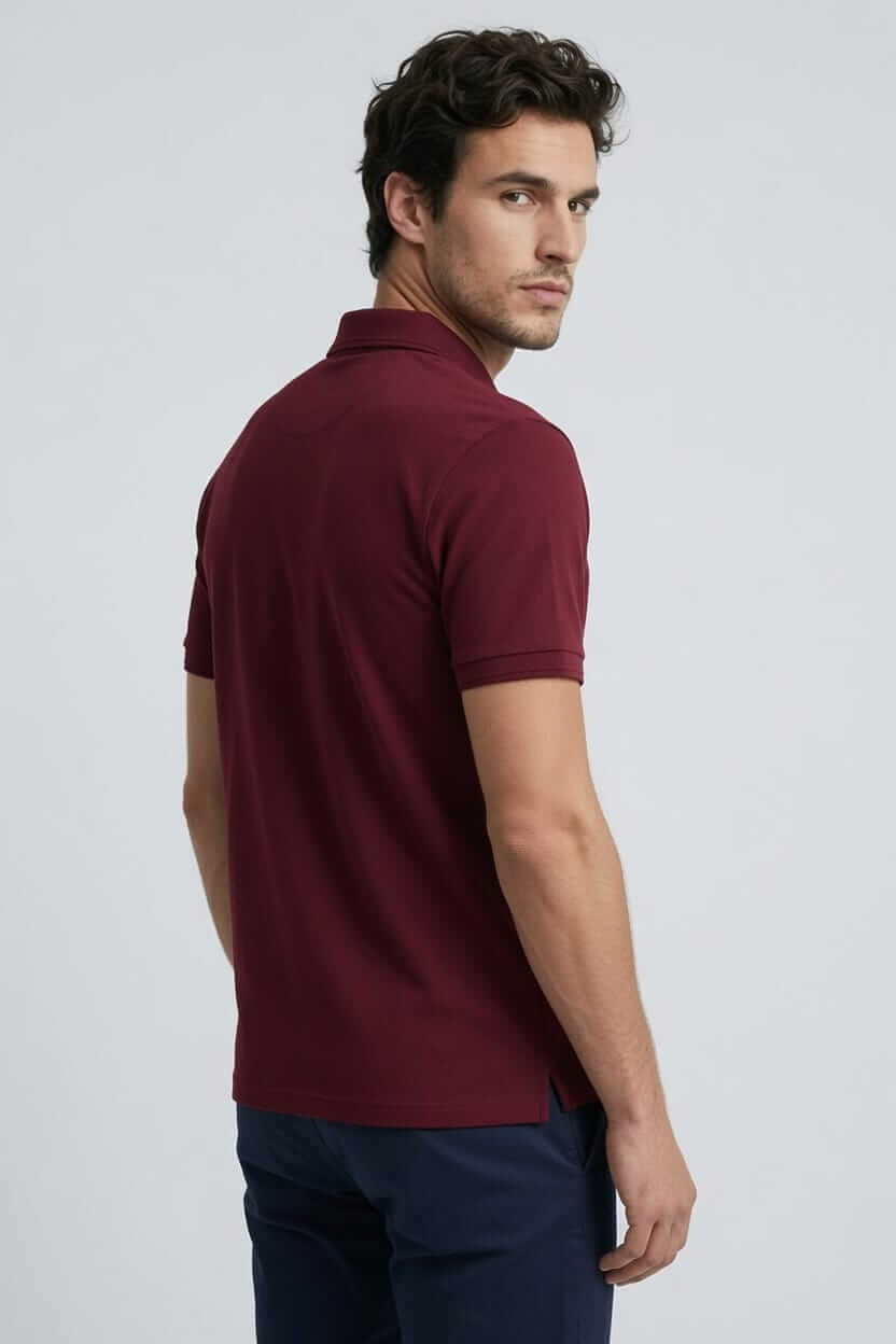 Babberg Erkek Bordo Fermuarlı Basic Polo Yaka Kısa Kollu Tişört