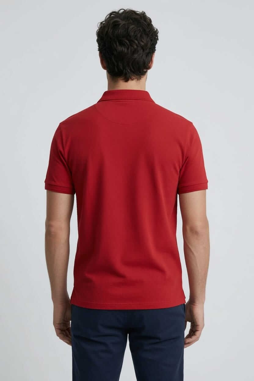 Babberg Erkek Kırmızı Fermuarlı Basic Polo Yaka Kısa Kollu Tişört