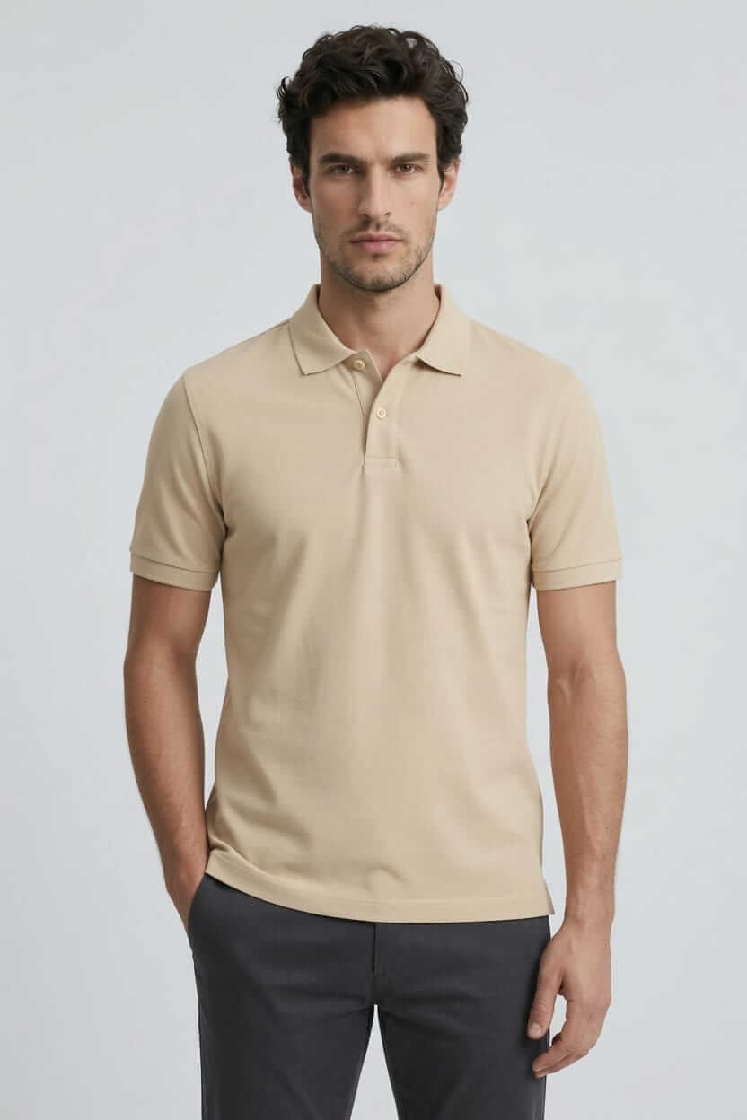 Babberg Erkek Bej Basic Polo Yaka Kısa Kollu Tişört