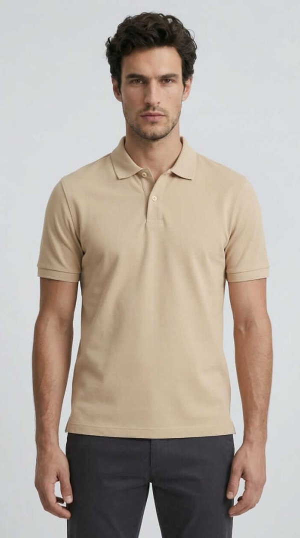 Babberg Erkek Bej Basic Polo Yaka Kısa Kollu Tişört