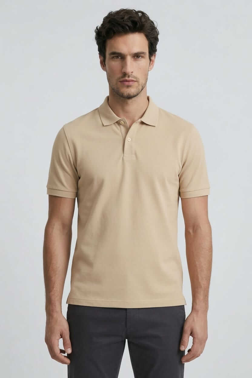 Babberg Erkek Bej Basic Polo Yaka Kısa Kollu Tişört