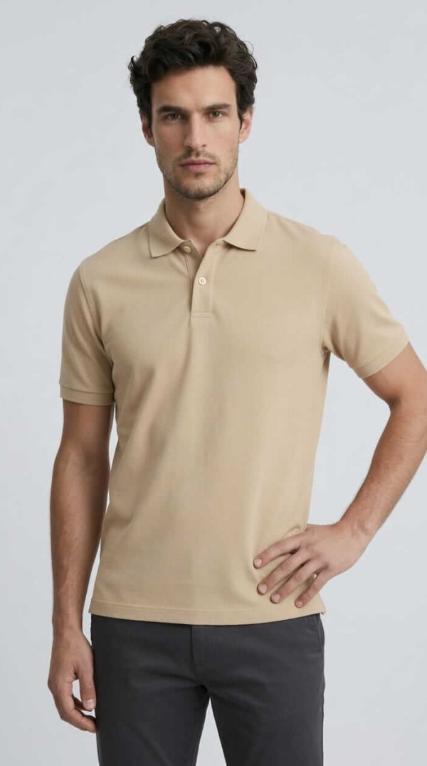 Babberg Erkek Bej Basic Polo Yaka Kısa Kollu Tişört