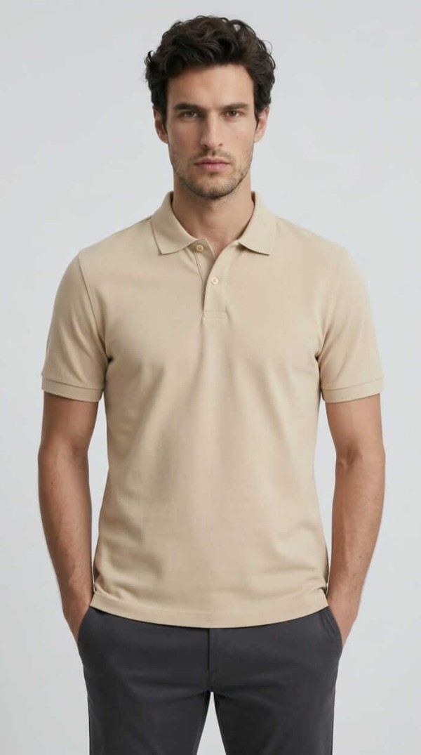 Babberg Erkek Bej Basic Polo Yaka Kısa Kollu Tişört