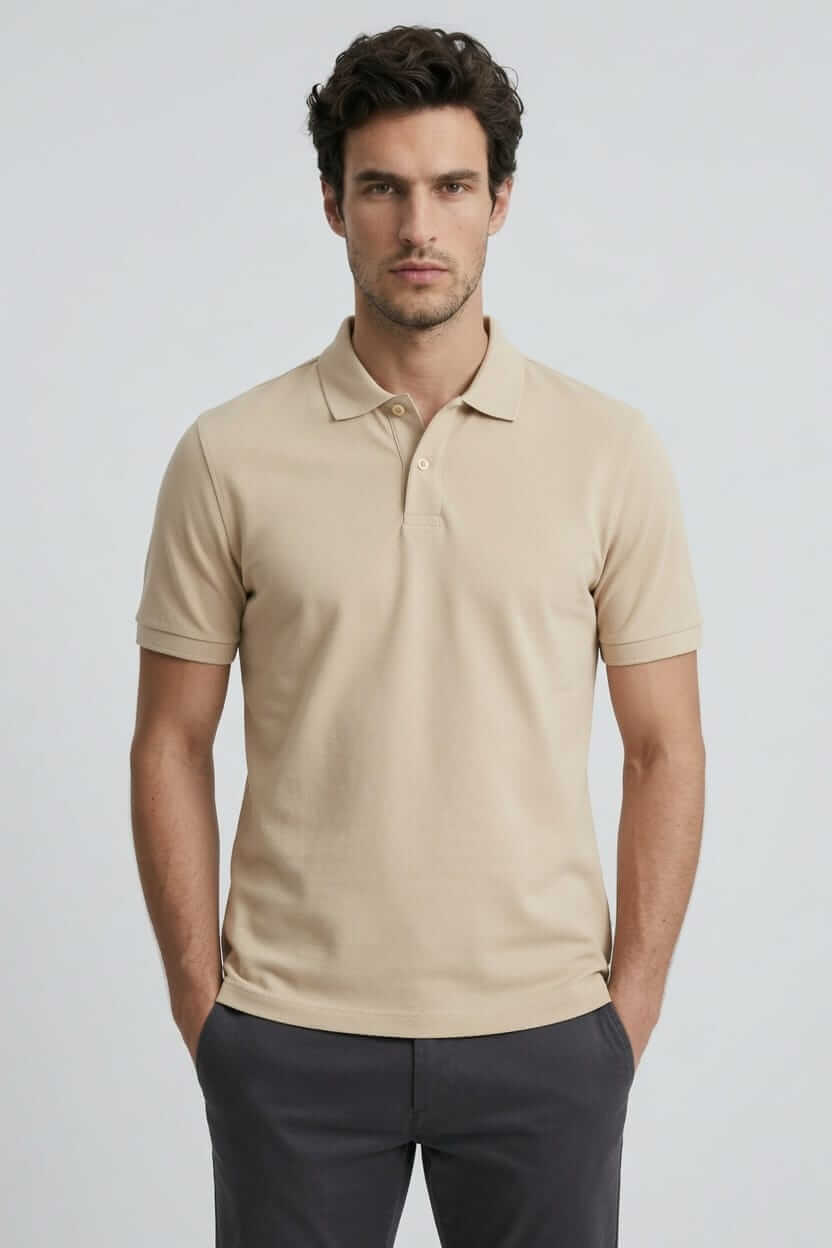 Babberg Erkek Bej Basic Polo Yaka Kısa Kollu Tişört