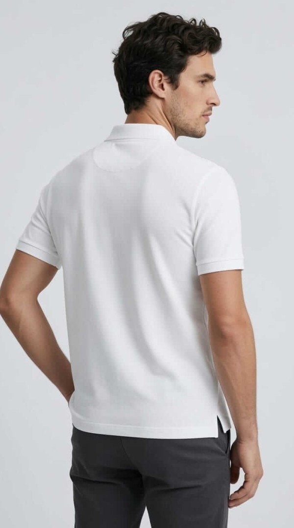 Babberg Erkek Beyaz Basic Polo Yaka Kısa Kollu Tişört