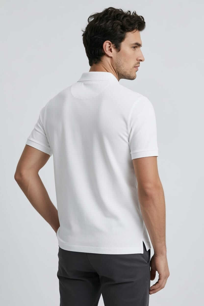 Babberg Erkek Beyaz Basic Polo Yaka Kısa Kollu Tişört