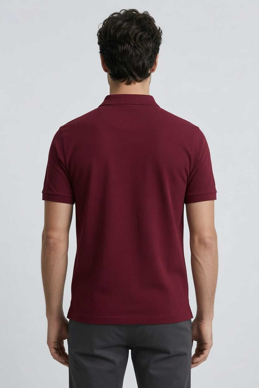 Babberg Erkek Bordo Basic Polo Yaka Kısa Kollu Tişört