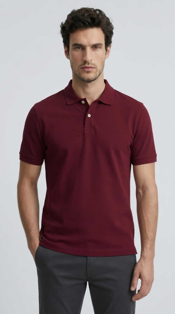 Babberg Erkek Bordo Basic Polo Yaka Kısa Kollu Tişört