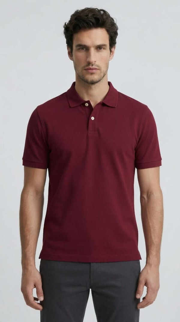 Babberg Erkek Bordo Basic Polo Yaka Kısa Kollu Tişört