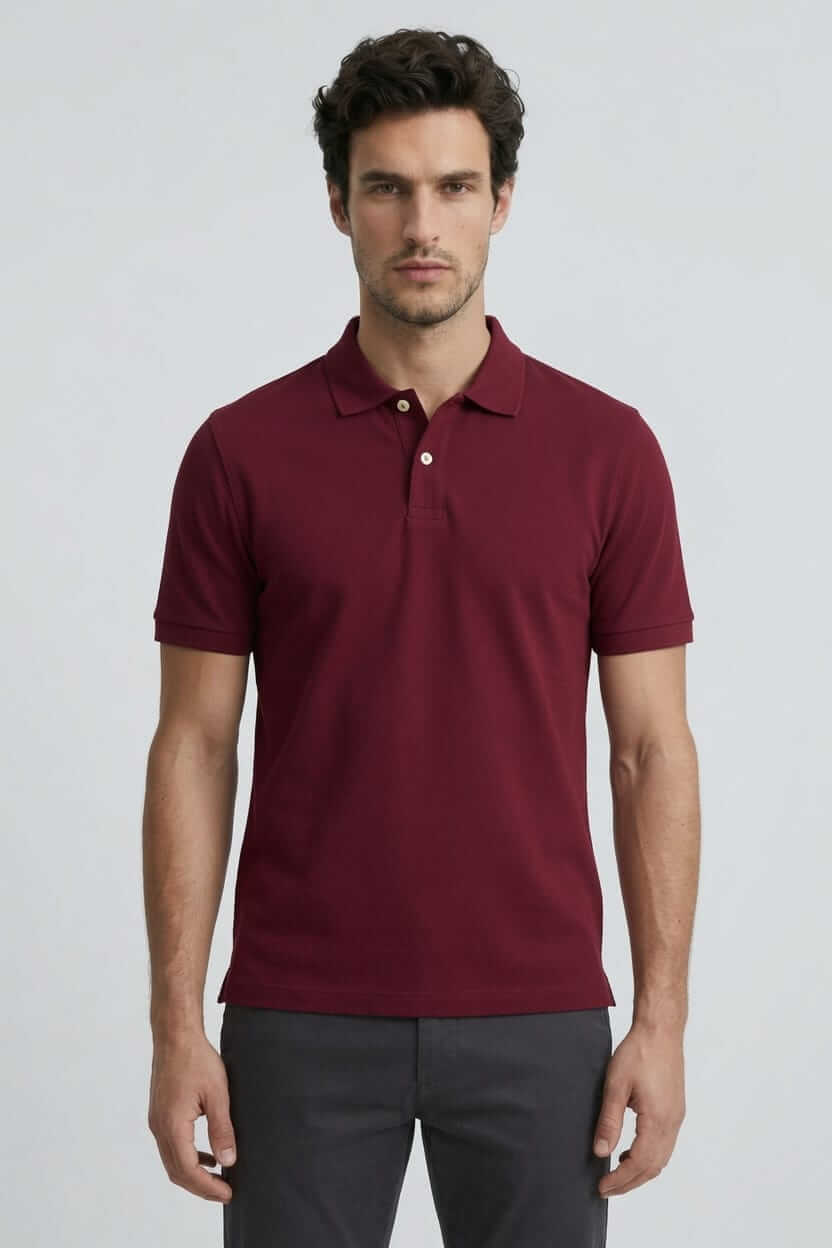 Babberg Erkek Bordo Basic Polo Yaka Kısa Kollu Tişört