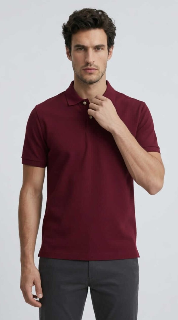 Babberg Erkek Bordo Basic Polo Yaka Kısa Kollu Tişört