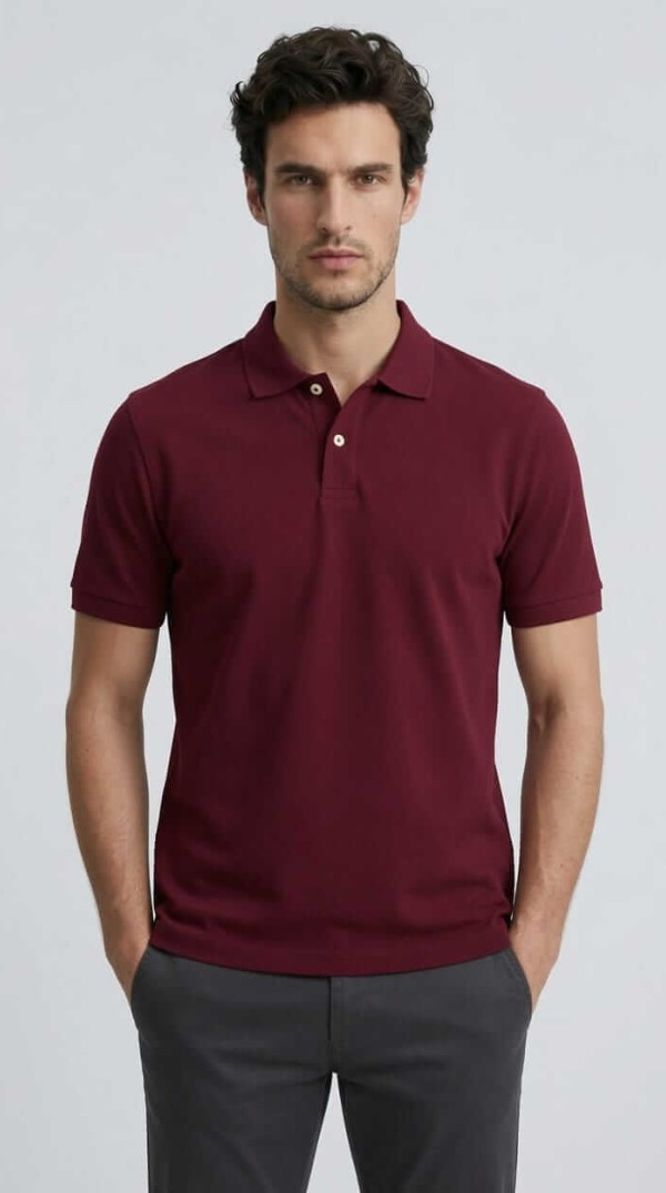 Babberg Erkek Bordo Basic Polo Yaka Kısa Kollu Tişört