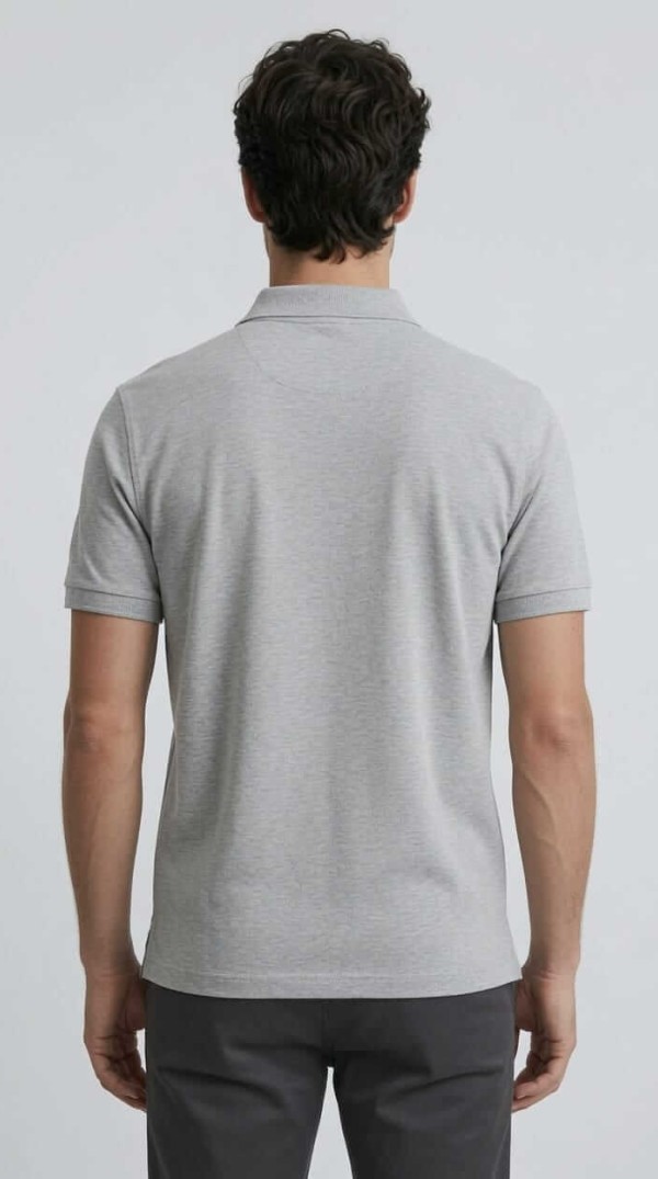 Babberg Erkek Gri Melanj Basic Polo Yaka Kısa Kollu Tişört
