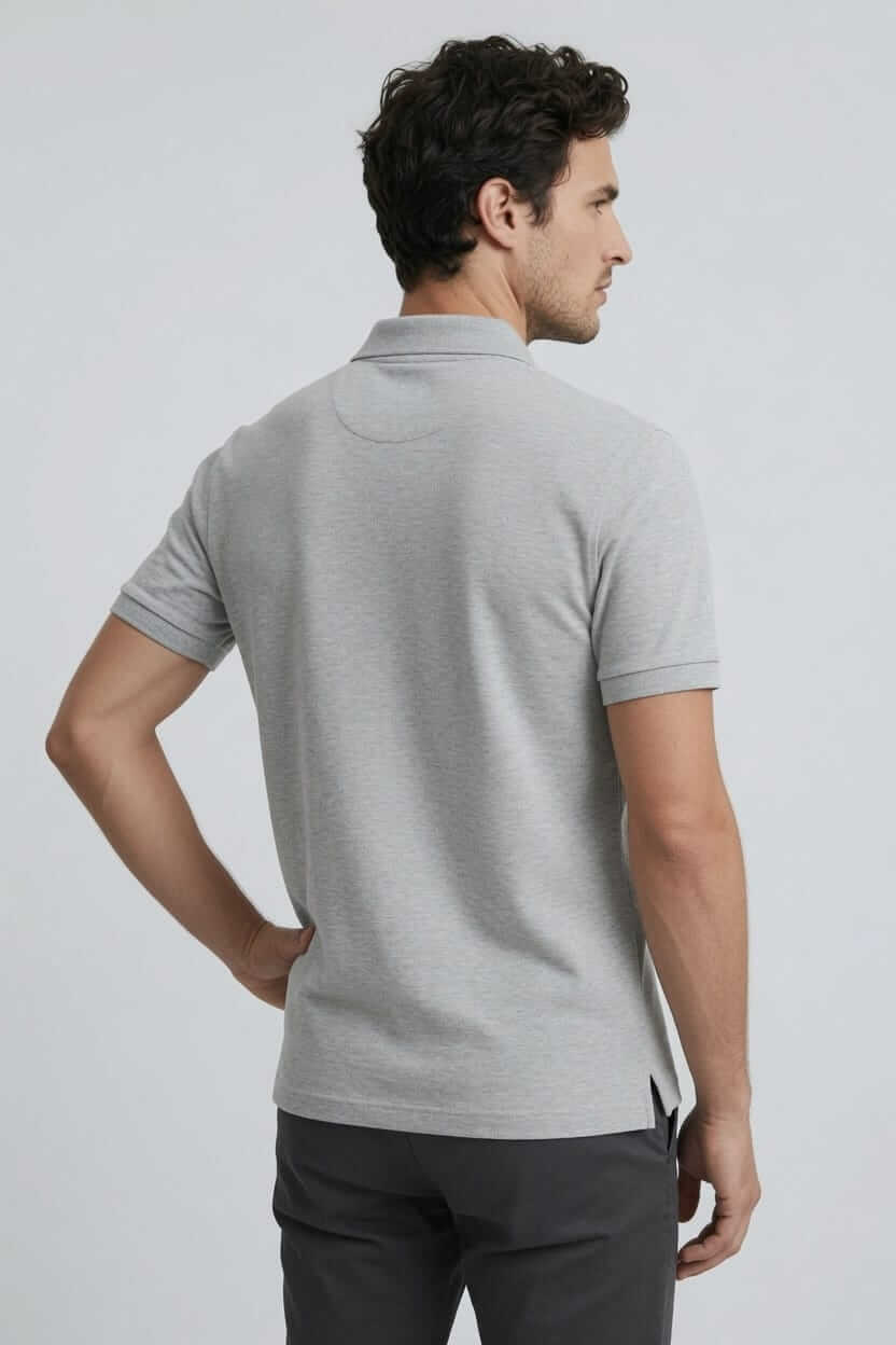 Babberg Erkek Gri Melanj Basic Polo Yaka Kısa Kollu Tişört