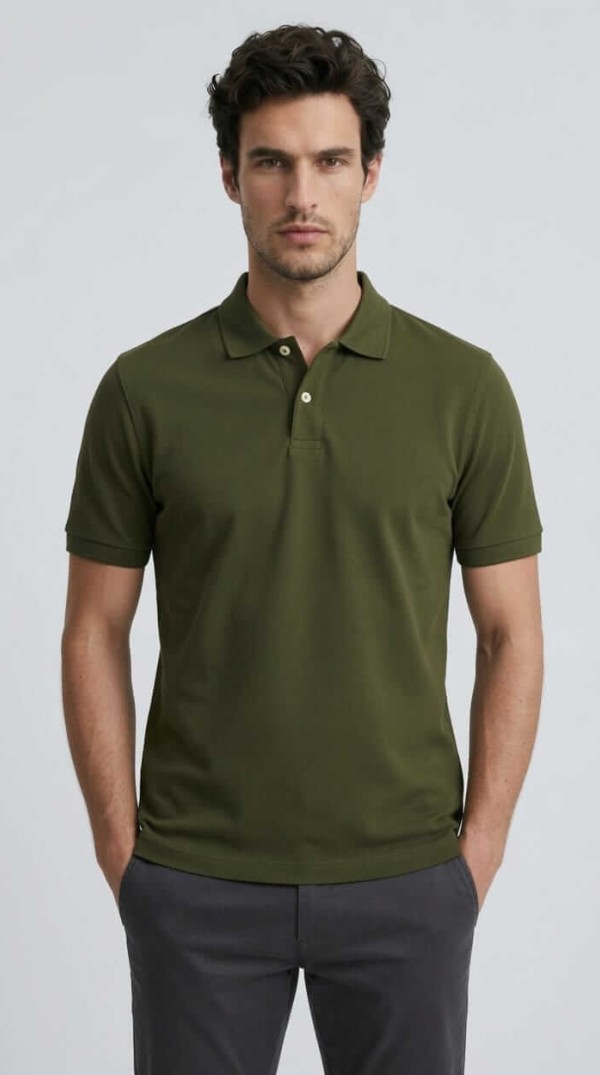 Babberg Erkek Haki Basic Polo Yaka Kısa Kollu Tişört