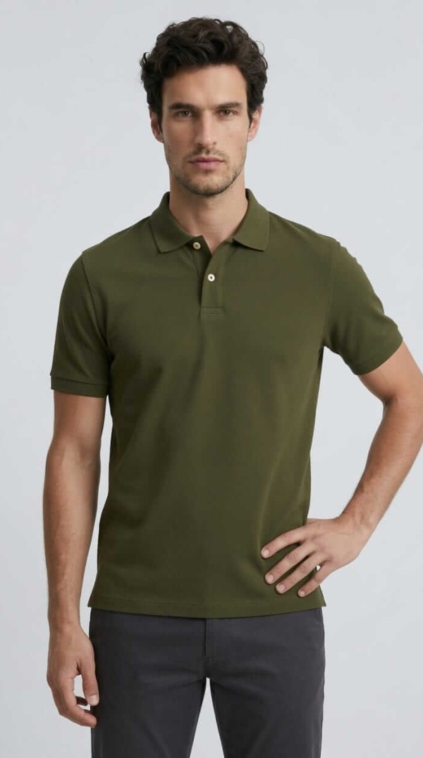 Babberg Erkek Haki Basic Polo Yaka Kısa Kollu Tişört