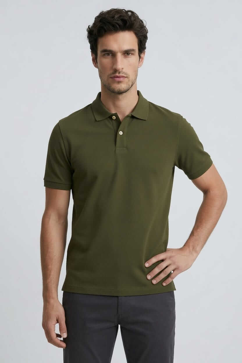 Babberg Erkek Haki Basic Polo Yaka Kısa Kollu Tişört