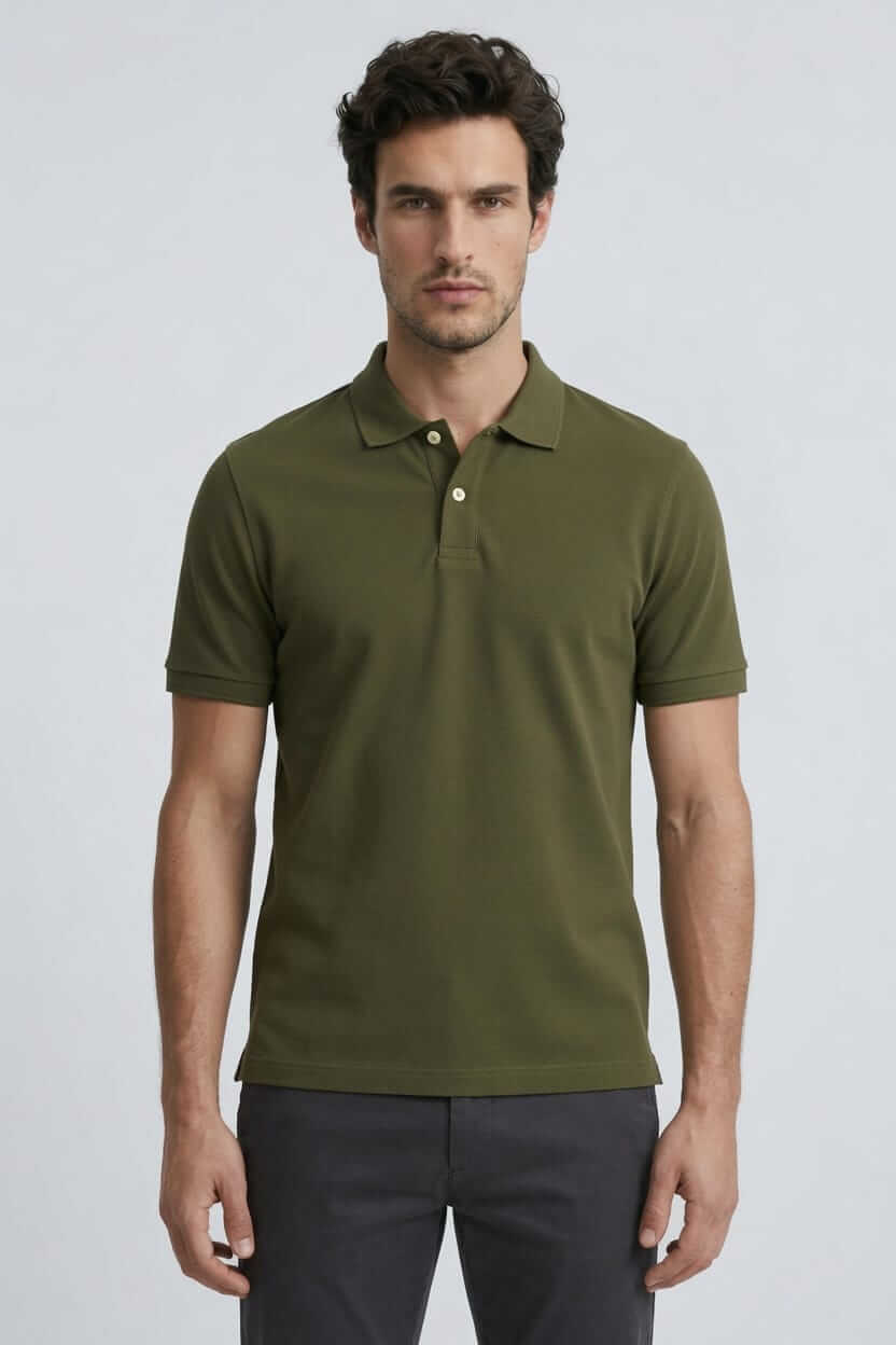 Babberg Erkek Haki Basic Polo Yaka Kısa Kollu Tişört