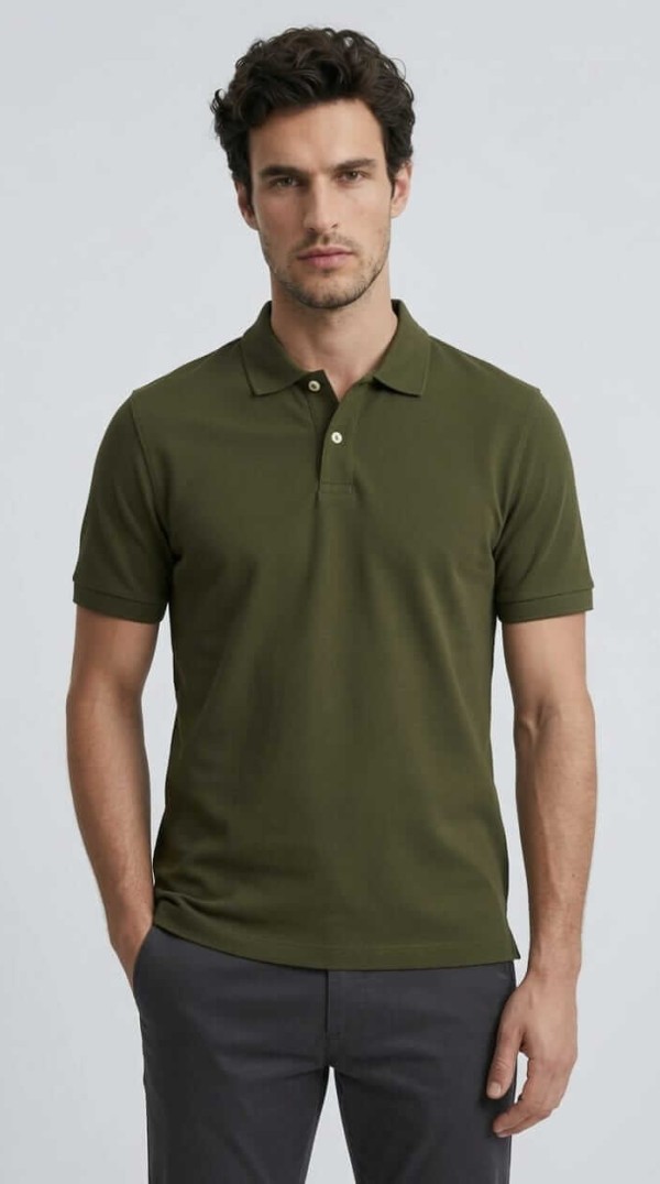 Babberg Erkek Haki Basic Polo Yaka Kısa Kollu Tişört