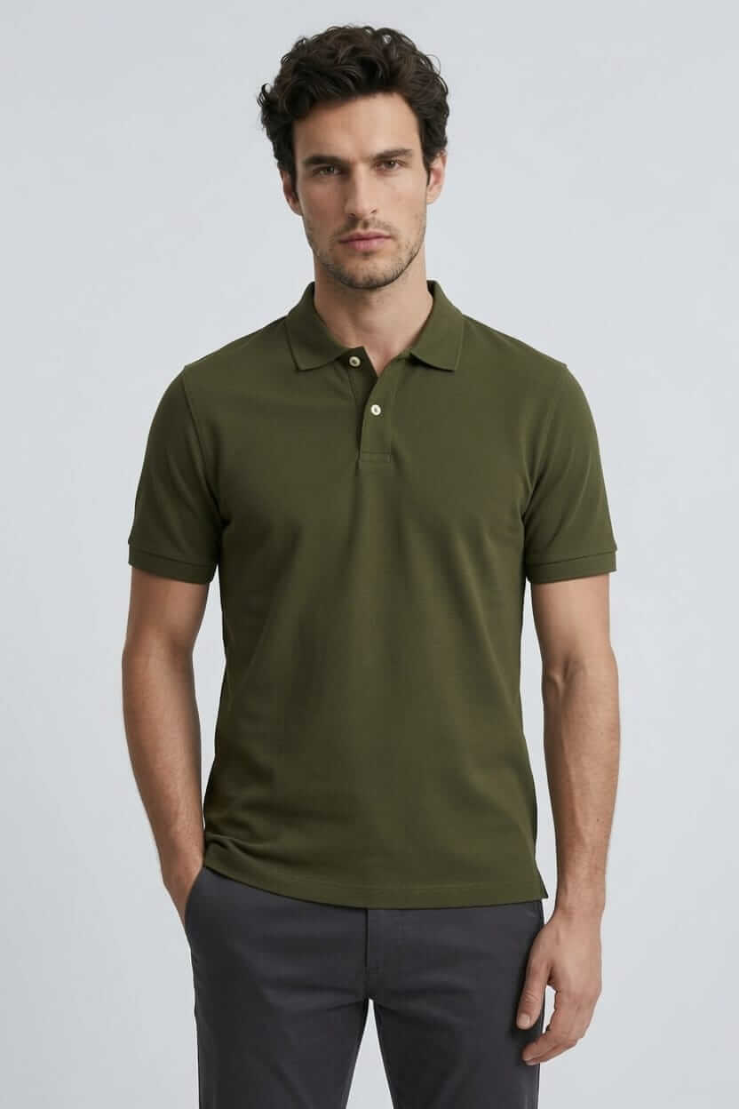 Babberg Erkek Haki Basic Polo Yaka Kısa Kollu Tişört