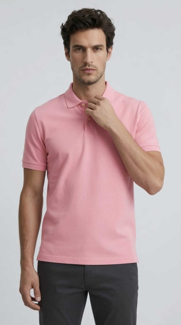 Babberg Erkek Pembe Basic Polo Yaka Kısa Kollu Tişört