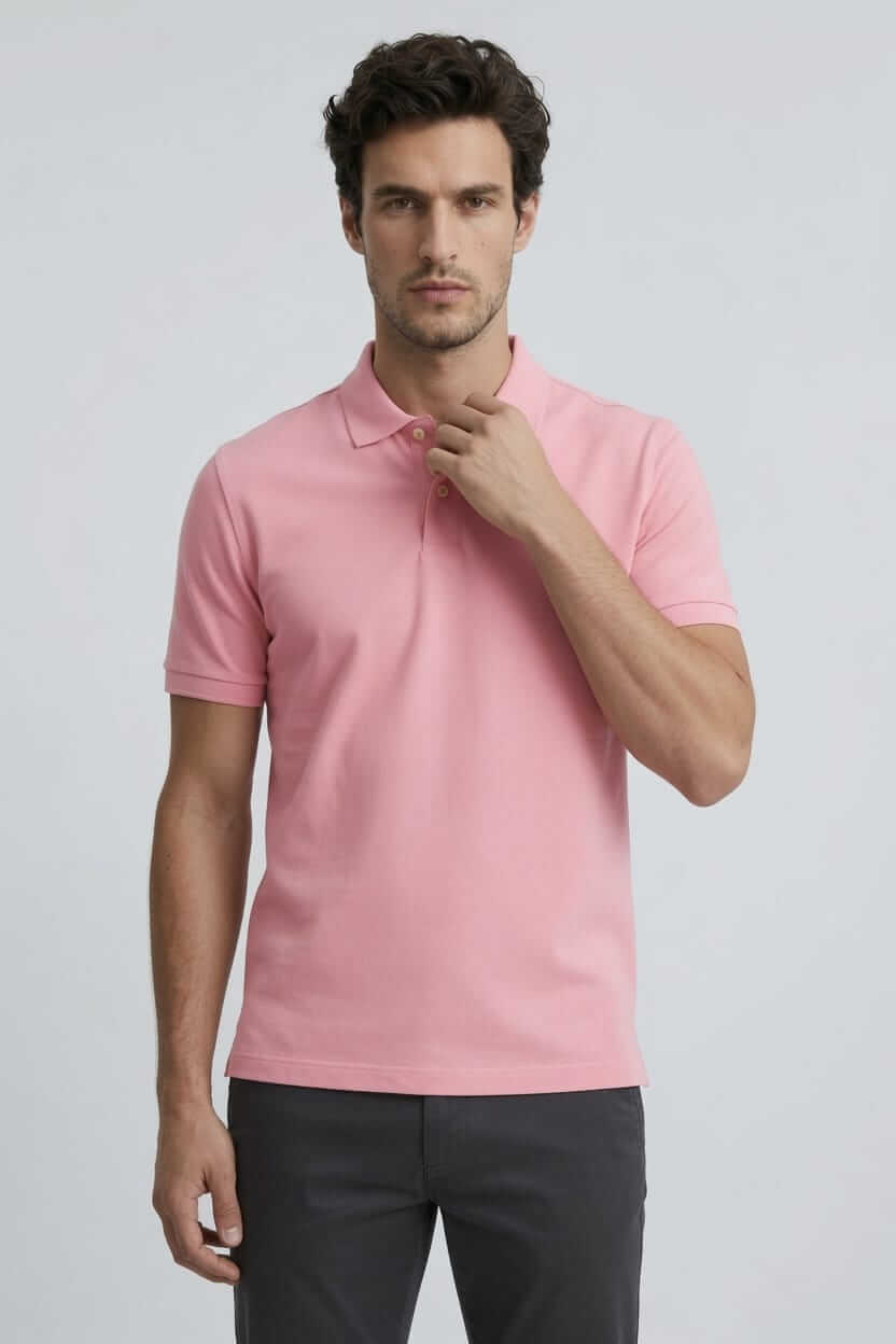 Babberg Erkek Pembe Basic Polo Yaka Kısa Kollu Tişört