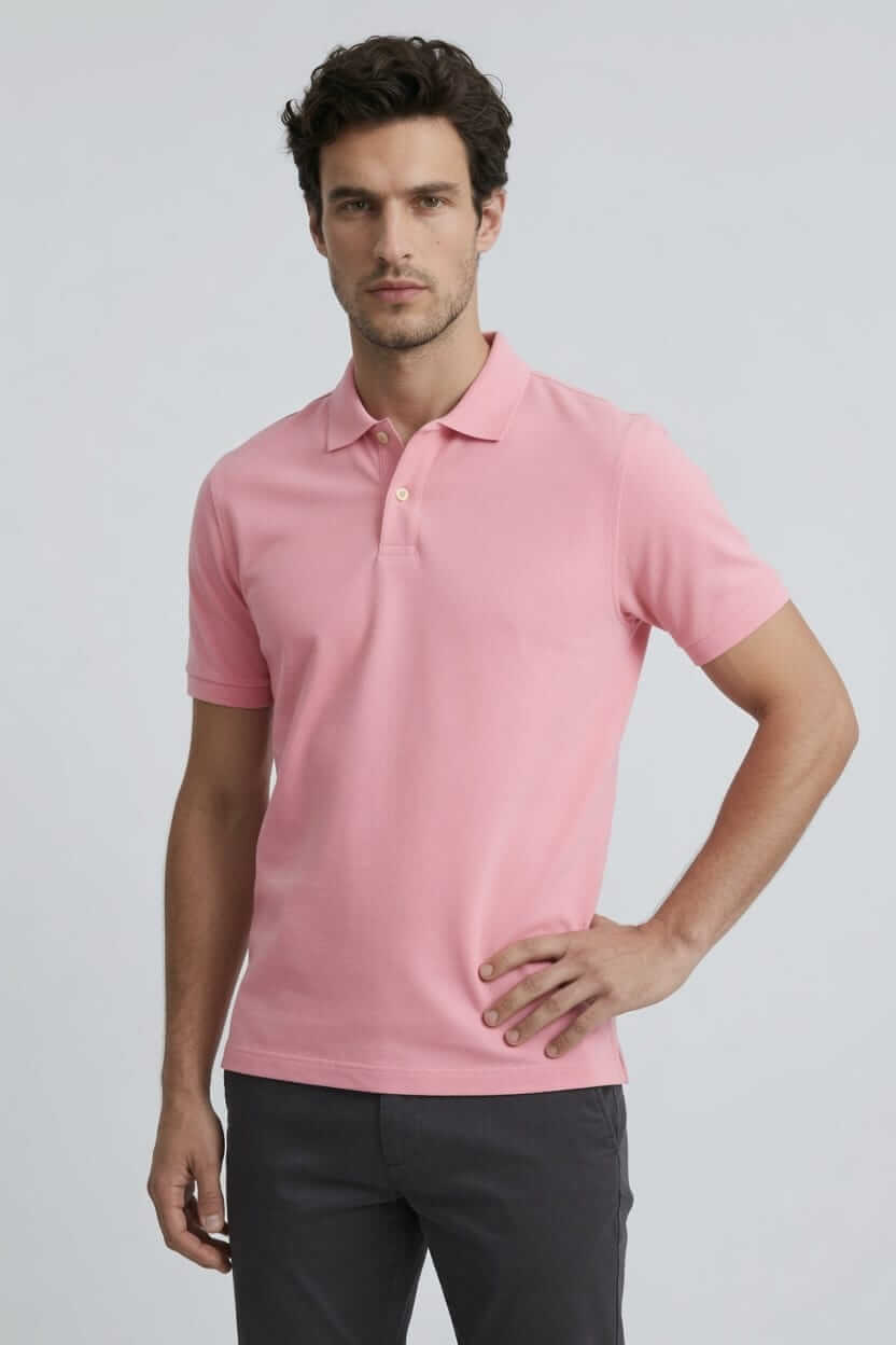Babberg Erkek Pembe Basic Polo Yaka Kısa Kollu Tişört
