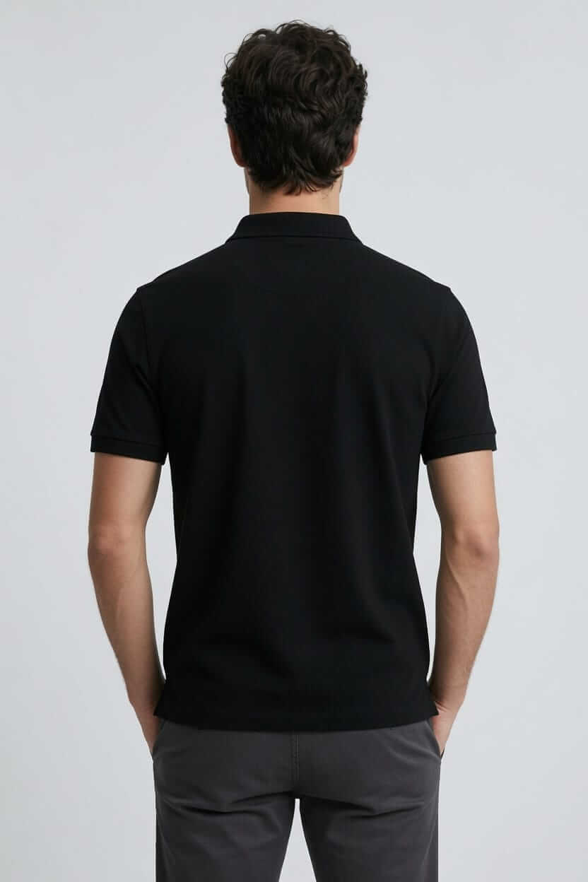 Babberg Erkek Siyah Basic Polo Yaka Kısa Kollu Tişört