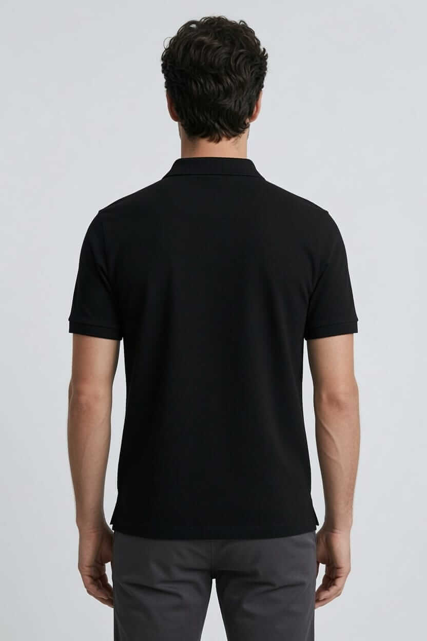 Babberg Erkek Siyah Basic Polo Yaka Kısa Kollu Tişört